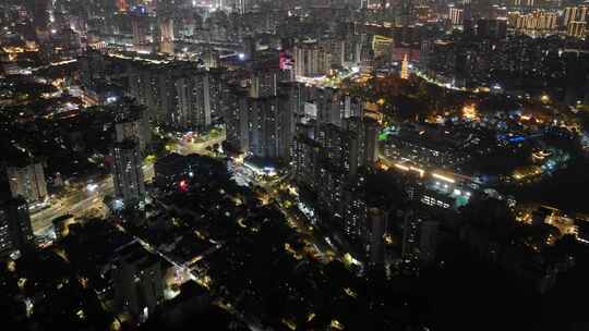 温州市鹿城区夜景航拍延时城市地标夜晚浙江