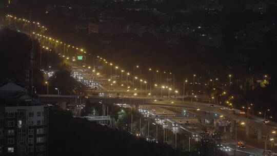 俯拍夜景城市车流 城市夜景车流