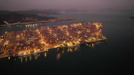 深圳盐田港夜景航拍