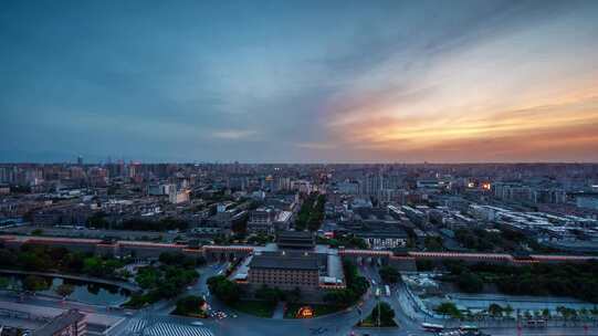 西安城墙永宁门城市全景