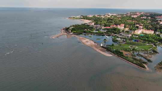 航拍北戴河鸽子窝湿地公园