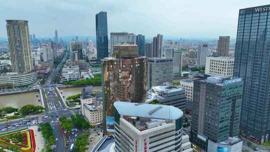 浙江省宁波市江北区老外滩街景外滩大桥余姚