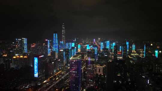 航拍深圳城市灯光秀夜景