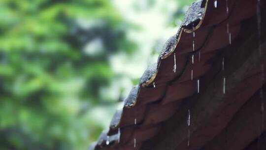 江南烟雨屋檐雨滴园林