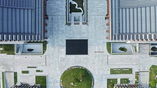 航拍俯视人文松江艺术中心云间会堂园区