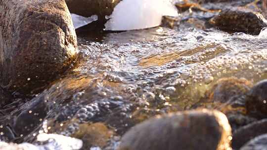 冰融 冬天 初春 水面 河流 冰雪融化 自然