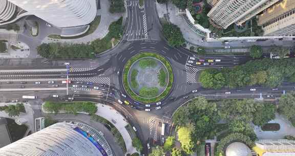 俯拍广州珠新城道路交通