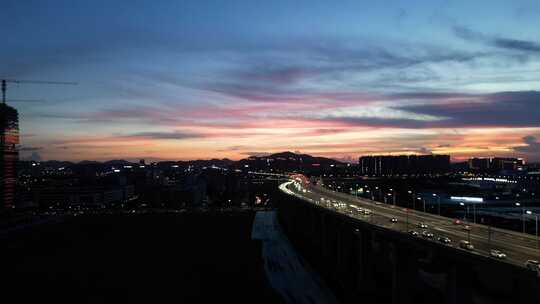 广东深中通道，中山大桥日落夜景