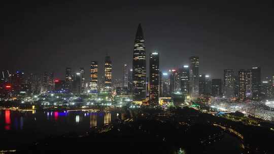 深圳湾南山区夜景航拍