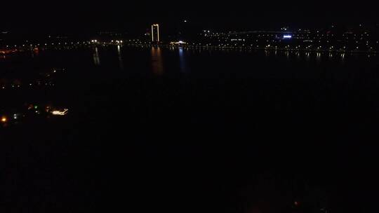 航拍湖北黄冈黄州区夜景