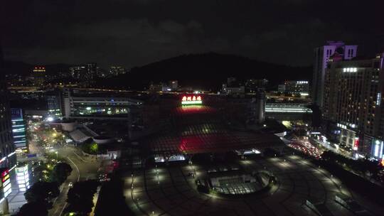 广州天河中泰保利中汇东站航拍夜景视频素材模板下载