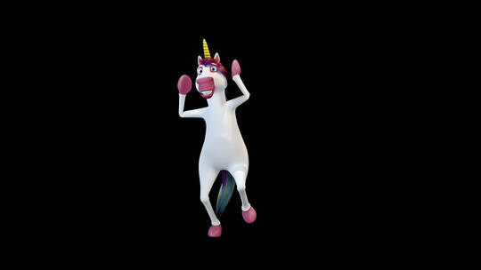 独角兽马在跳舞3d动画视频素材模板下载