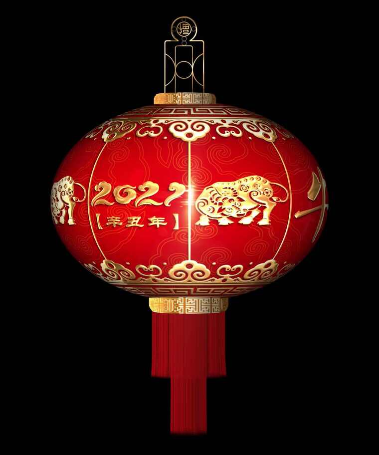 超大分辨率牛年大红灯笼AE模板