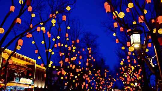 北京老街模式口古道春节灯会过年年味夜景