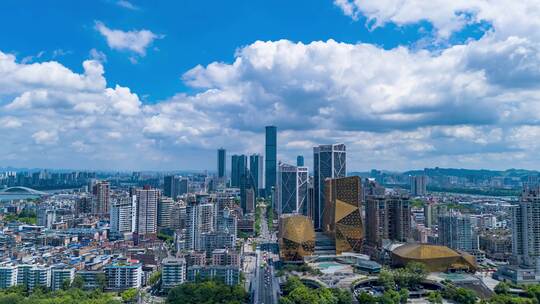 广西柳州城市CBD航拍延时