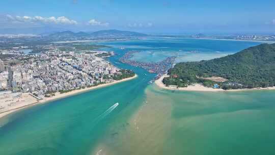 海南陵水疍家鱼排玻璃海海湾玻璃海航拍