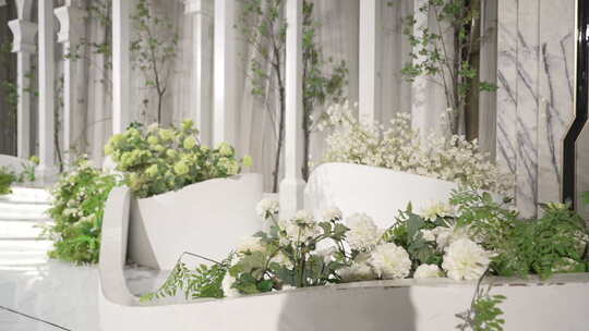婚礼堂的花卉展示拍摄视频素材模板下载
