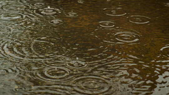 雨水滴入水坑