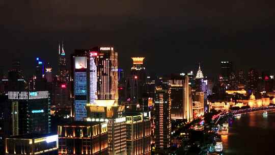 4K航拍上海城市夜景唯美风光