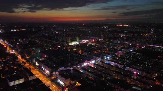 城市夜晚夜景航拍车流交通