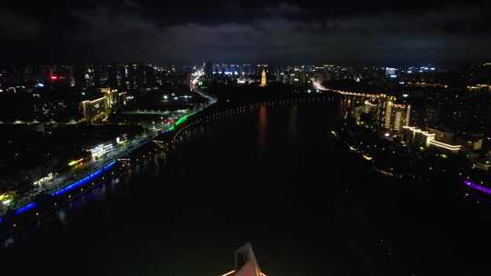 江西赣州城市夜景灯光航拍