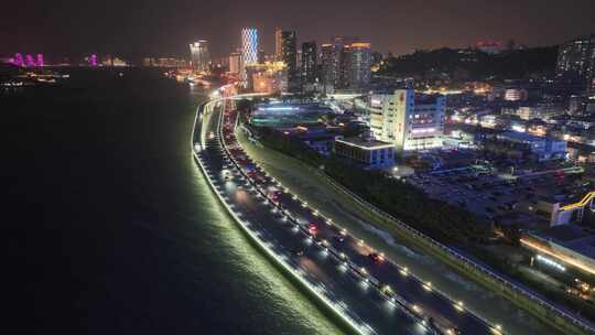 航拍厦门演武大桥夜景