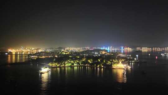 福建厦门鼓浪屿夜景航拍