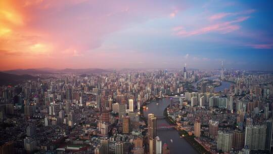 广州城市天际线日落夜景