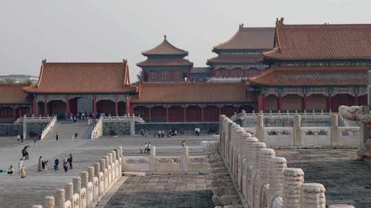 北京4K空镜北京故宫博物院太和门广场游客