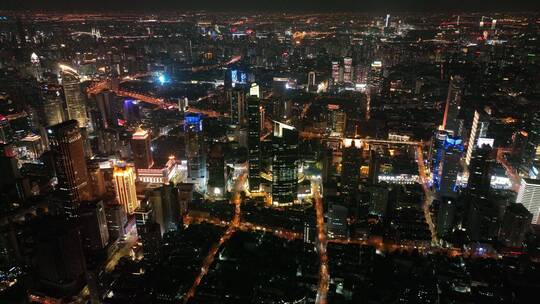 上海浦西静安区夜景航拍视频素材模板下载