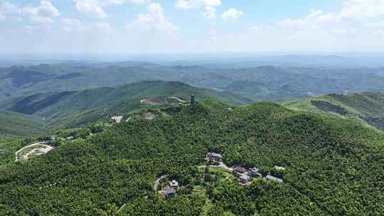 蓝天白云 航拍湖南衡阳蔡伦竹海 远山空镜