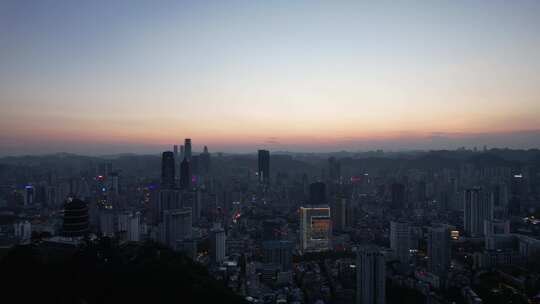 贵阳东山寺晚霞夜幕降临航拍