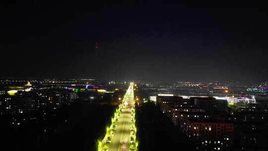 山东东营城市夜景航拍