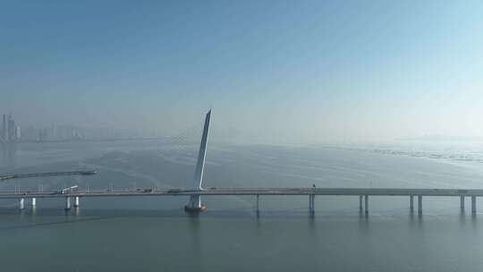 深圳湾公路大桥航拍跨海大桥海上桥梁交通视频素材模板下载