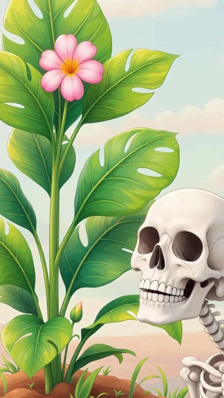 骷髅与植物卡通画面素材