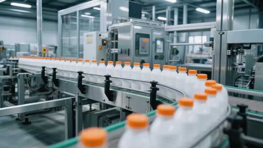 工厂流水线生产瓶装产品