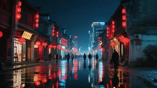 龙年春节红灯笼过年年味氛围