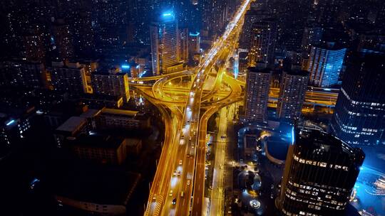 上海黄浦区夜景航拍