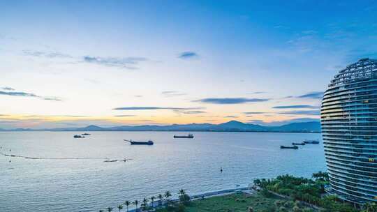 海南三亚湾凤凰岛黄昏延时