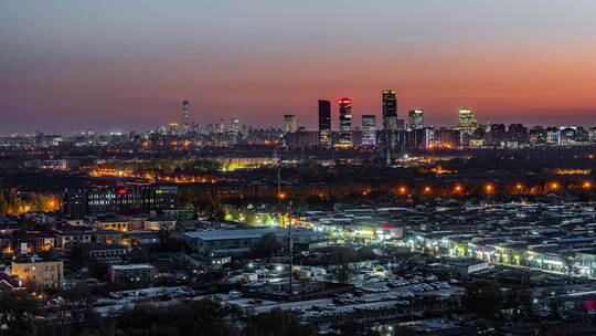 北京望京国贸CBD同框灯光秀城市夜景延时8K