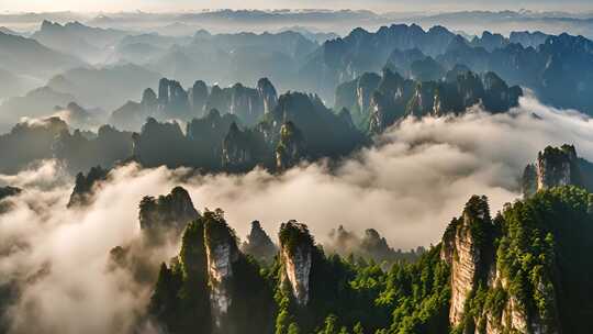 山峦云海自然风光全景