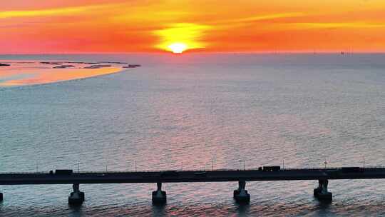 东海大桥 日出 上海建设 临港 跨海大桥