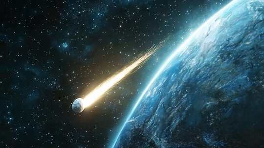 流星划过地球太空场景