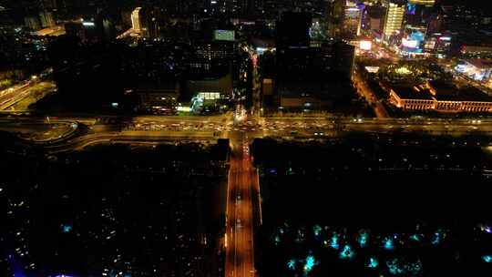 杭州西湖文化广场中山北路夜景车流延时