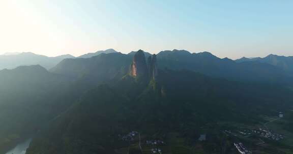 浙江省衢州市江山江郎山景区晨曦航拍