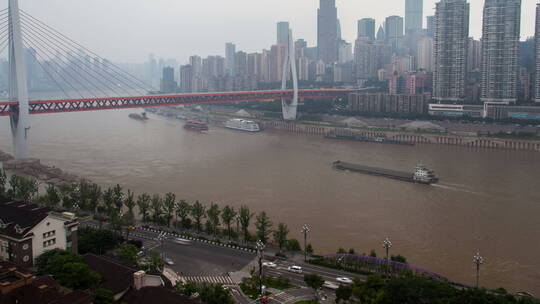 航拍重庆跨江大桥