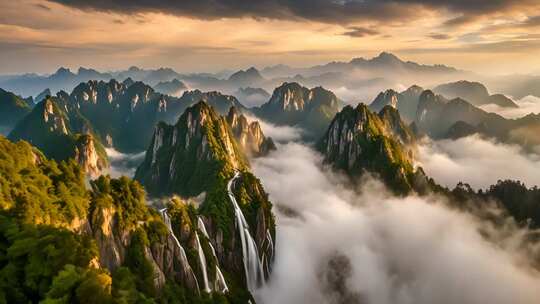 山峦云海自然风光全景