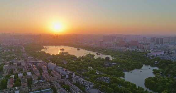 济南大明湖超然楼航拍