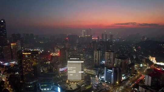 航拍福州城市夜景