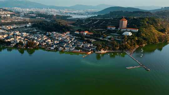 昆明滇池东岸海晏村风光码头